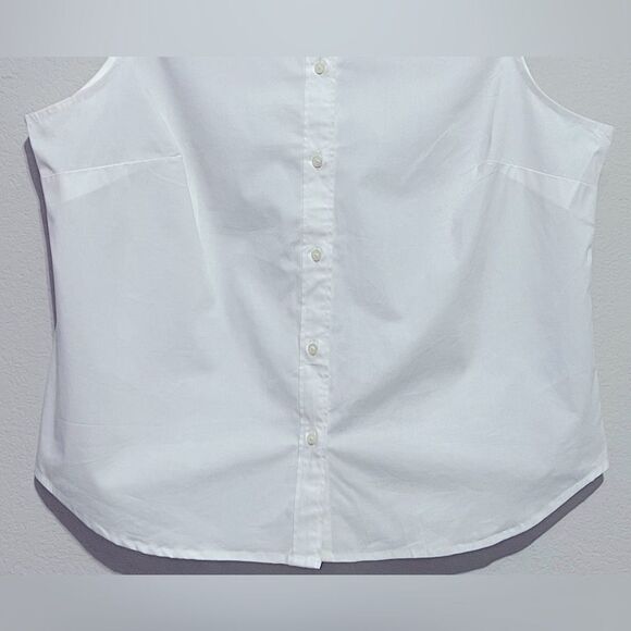 J Crew Factory NWT Sleeveless Cotton Poplin White Shirt Size XL in Signature Fit - Picture 9 of 12